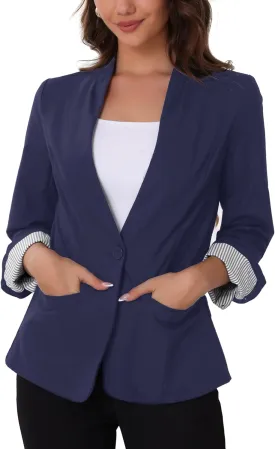 Allegra K Blazer for Women Casual Long Sleeve Lightweight Spring Summer 2025 Work Business Linen Blazers Jackets