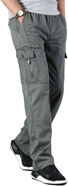 Banana Bucket Men's Full Elastic Waist Loose Fit Lightweight Workwear Pull On Cargo Pants