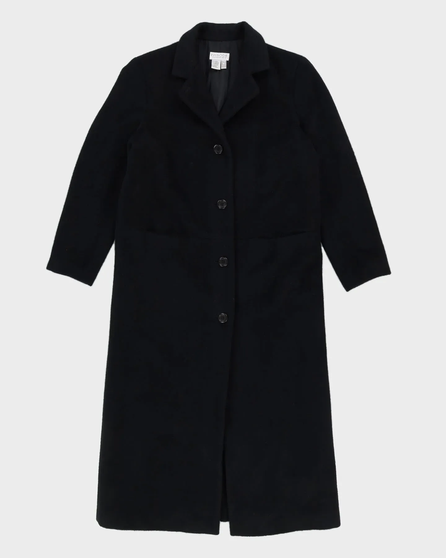 Black Wool Blend Overcoat - M