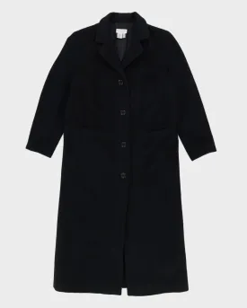 Black Wool Blend Overcoat - M