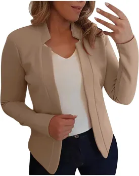 Blazers for Women Business Casual Cropped Jacket Long Sleeve Open Front Blazer Work Office 2024 Fall Outerwear, Large