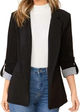 Blazers for Women Bussiness Casual 3/4 Sleeves Dressy Blazer Jackets Open Front Work Office Button Solid Suite Jacket