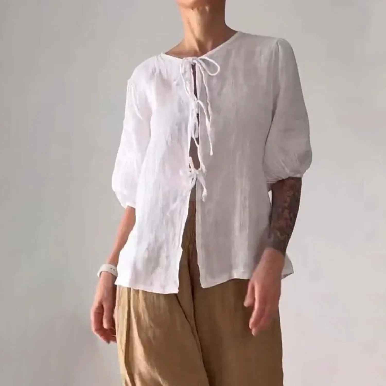 Casual Linen Sets for Women Plus Size Trendy Summer 2 Piece Outfits Half Sleeve Shirt and Wide Leg Pant Suit Jumpsuits