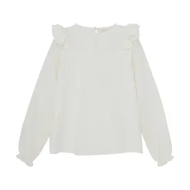 Creamie Dobby Ruffle Blouse