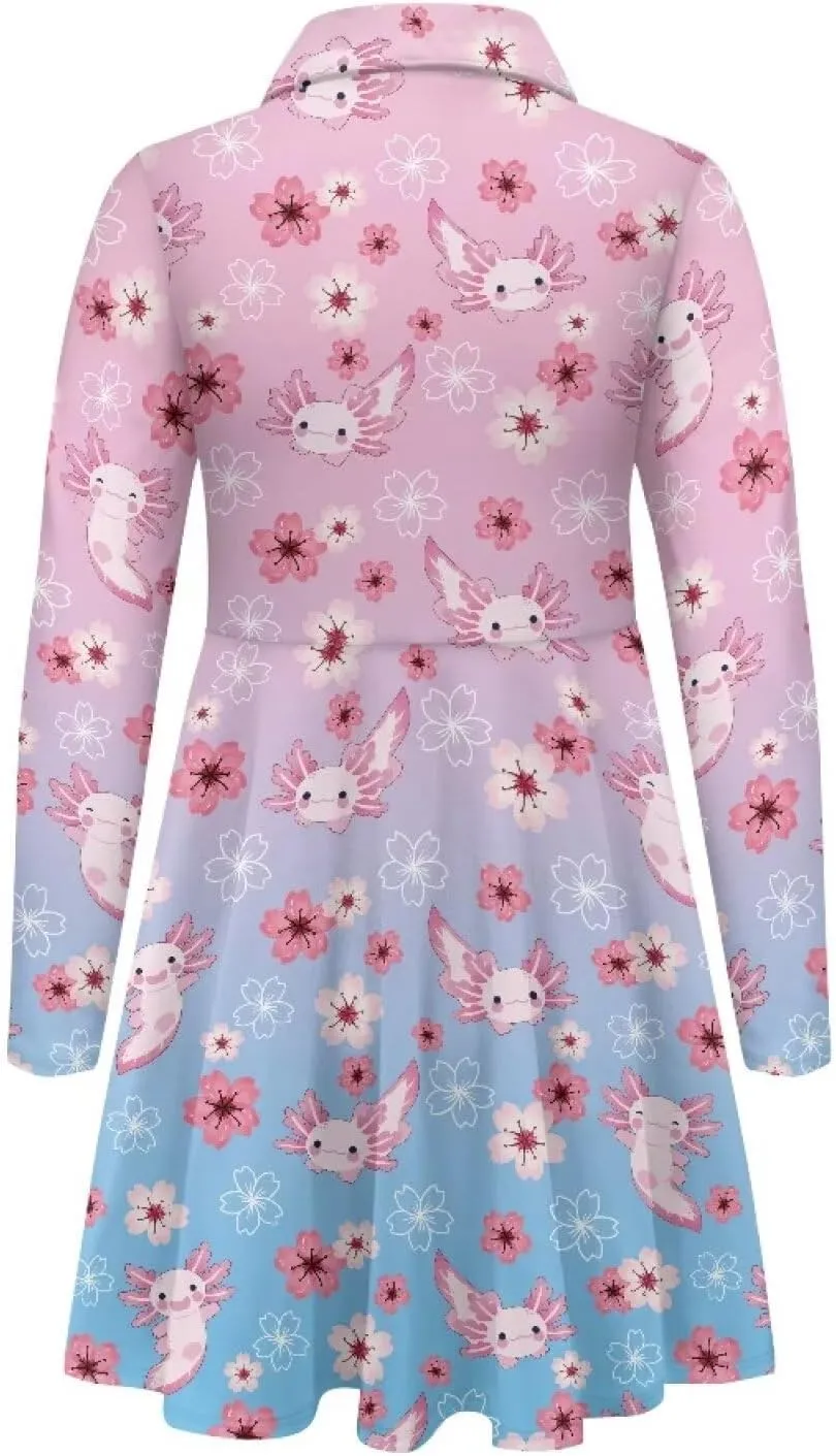 Dress for Girl 3-14T Fall Long Sleeve Clothes A Line Swing Twirly Skater Tunic Dresses Kids Back to School Outfits
