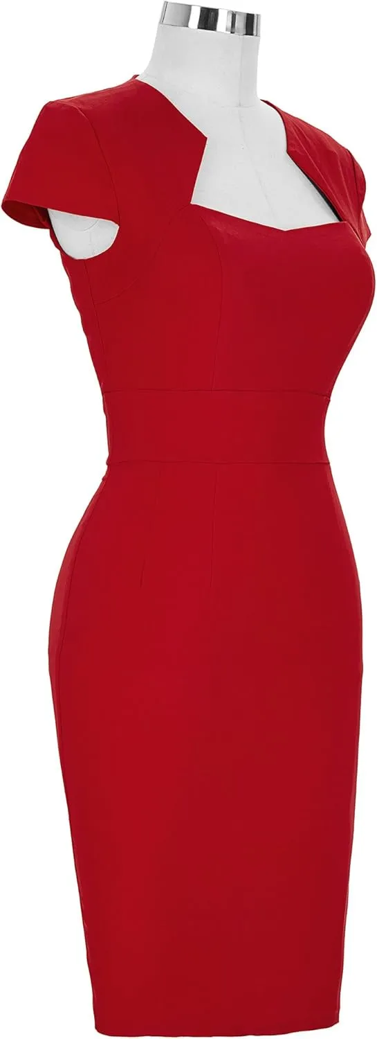 Grace Karin Womens 50s 60s Vintage Pencil Dress Bodycon Cap Sleeve Dress