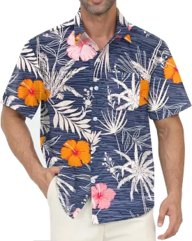 Hawaiian Shirt for Men with Pocket - Button Down Wrinkle-Resistant for Beach, Pool Parties (S-4XL)