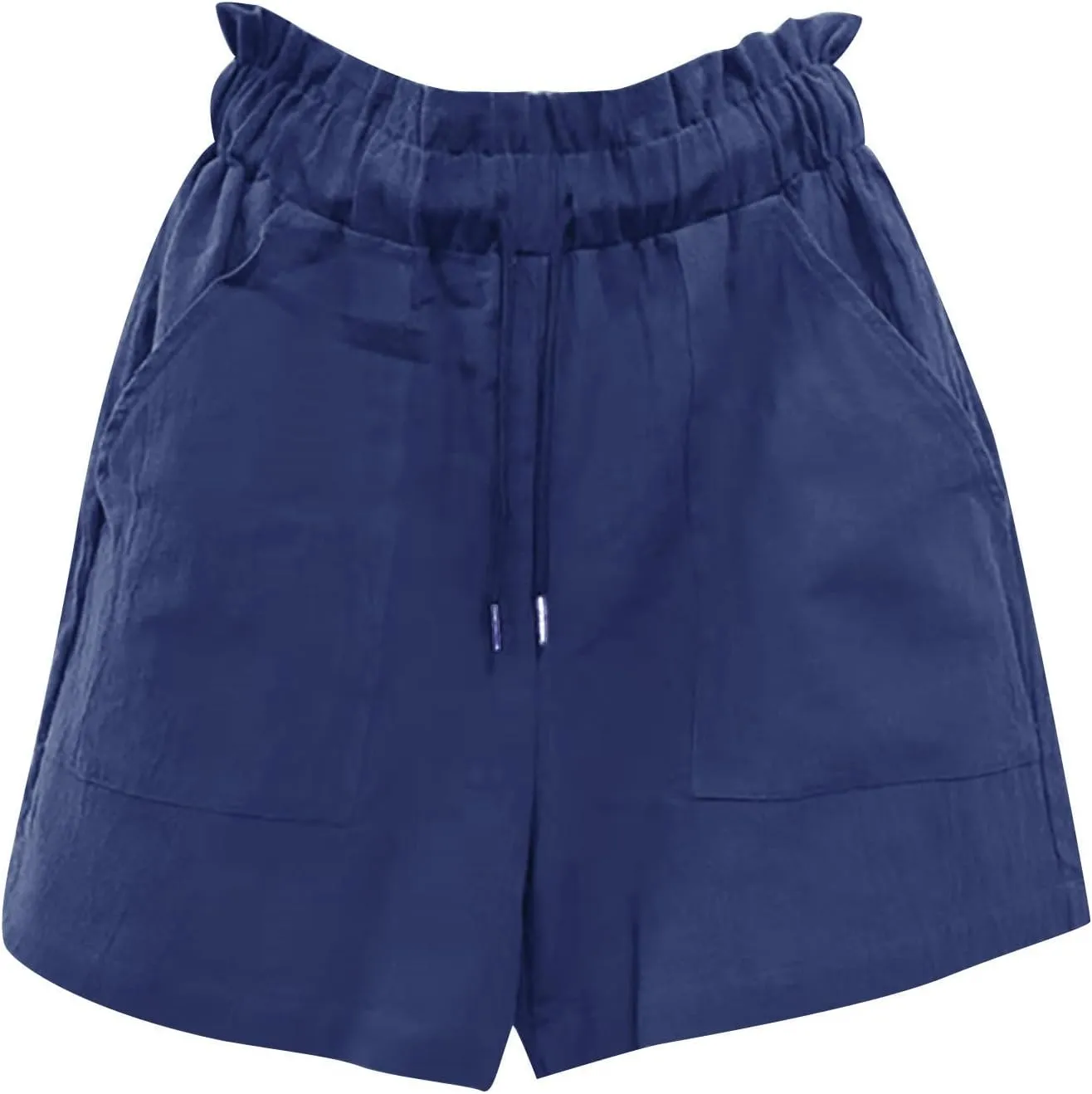 HGps8w Paperbag Shorts for Women Cotton Linen Casual Elastic Waist Drawstring Shorts Comfy Baggy Lounge Shorts with Pockets