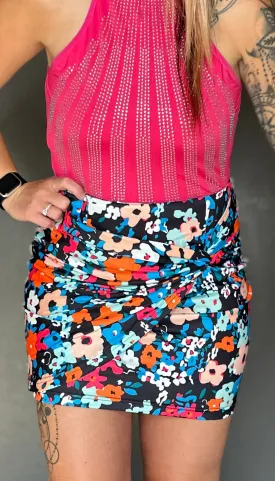 High Waisted Floral Bodycon Skirt