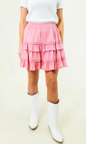 High Waisted Ruffle Skirt - Pink