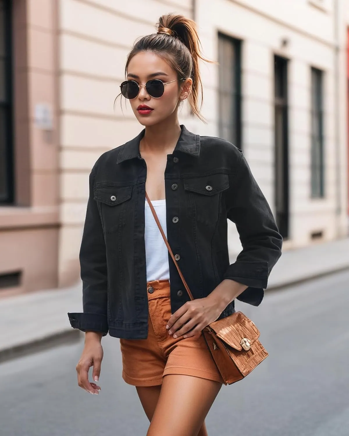 HISEA Jean Jacket Women Stretch Denim Jacket Long Sleeve Ladies Jean Trucker Jacket with Pocket