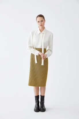 Houndstooth Detailed High Waist Midi Length Skirt Standard Color