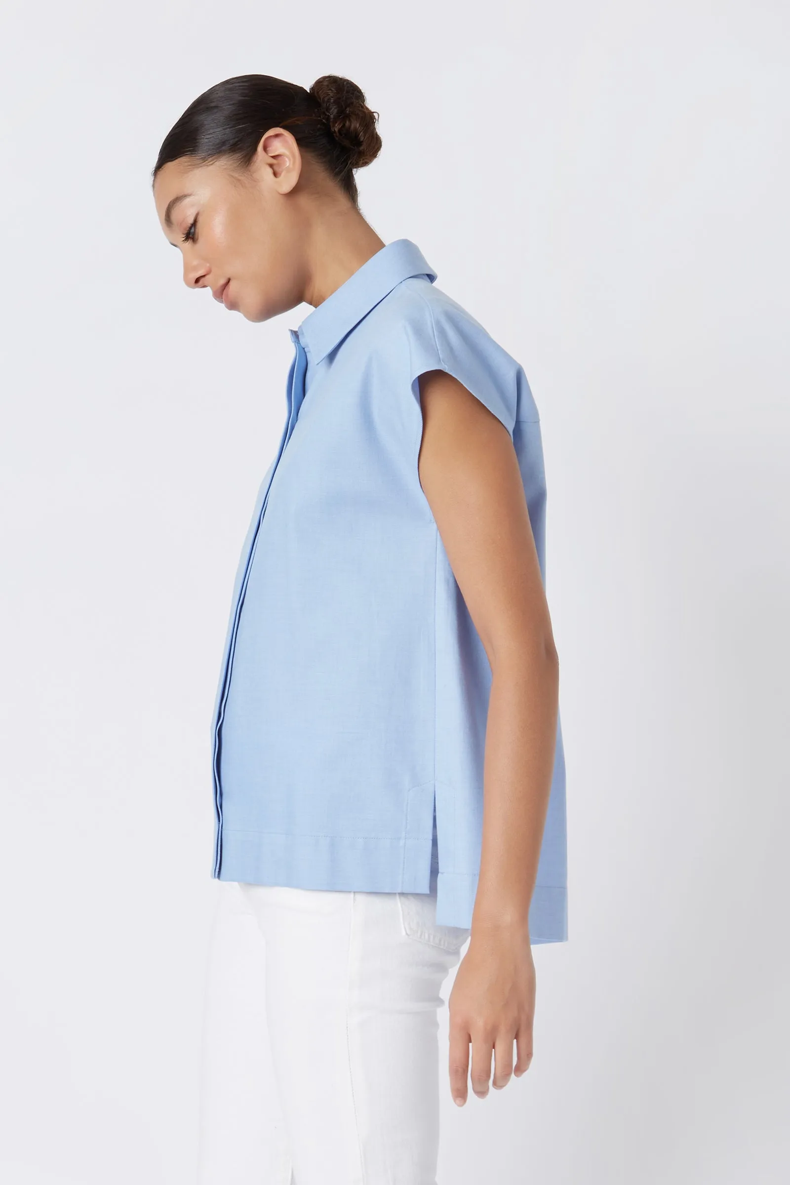 Jane Cap Sleeve Shirt - Blue