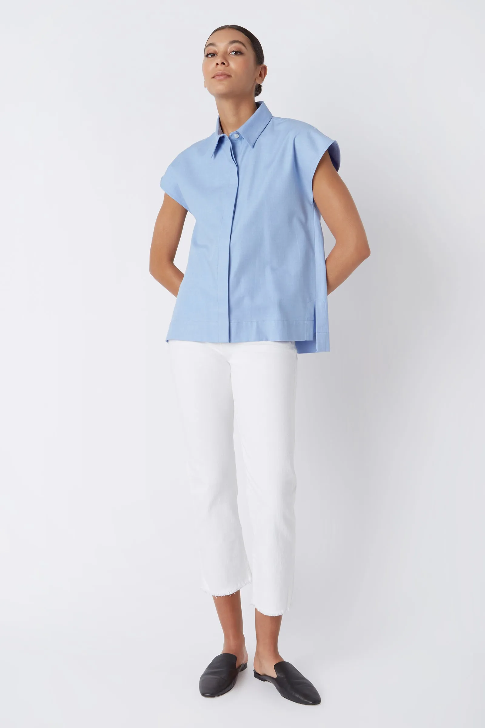 Jane Cap Sleeve Shirt - Blue