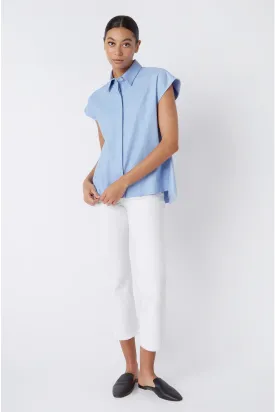 Jane Cap Sleeve Shirt - Blue