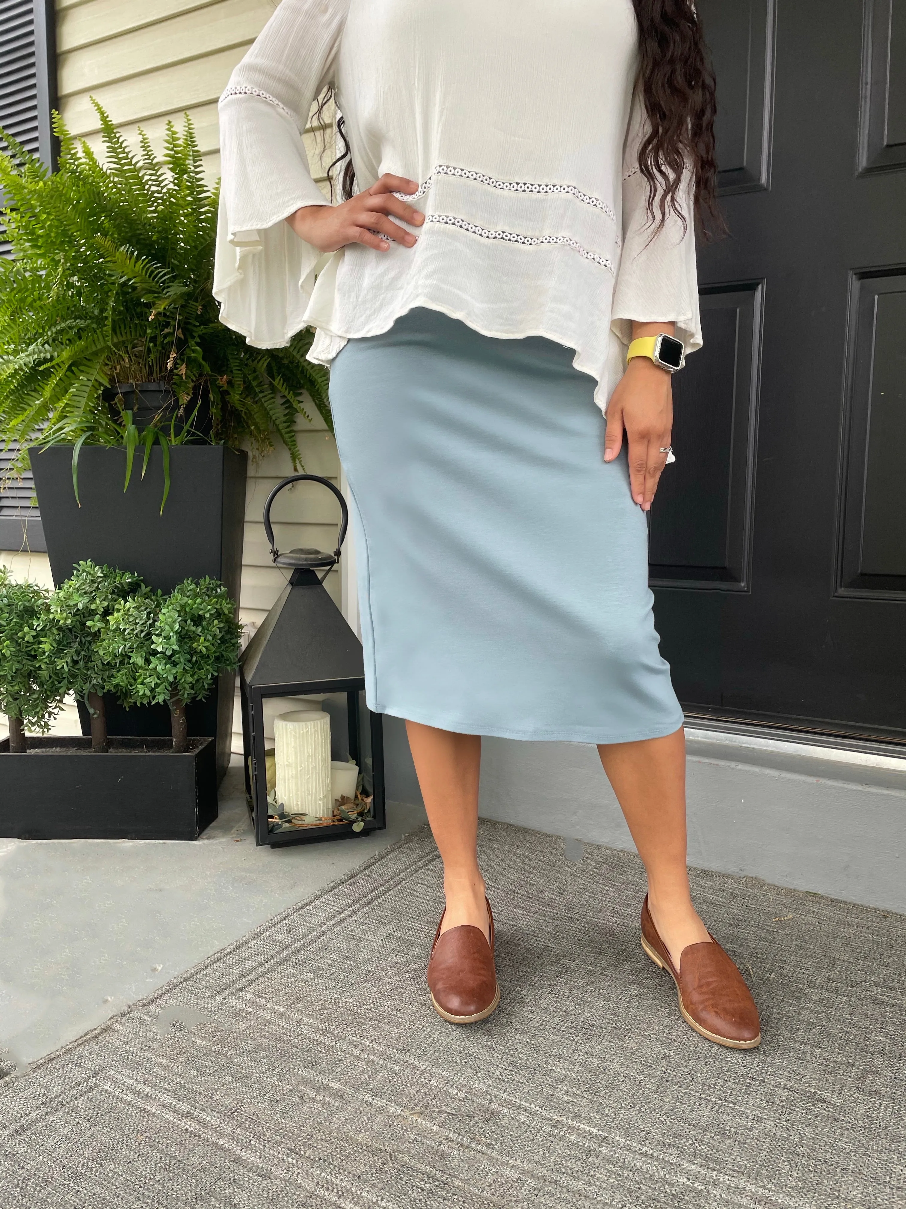Josie Premium Pencil Skirt- Mustard