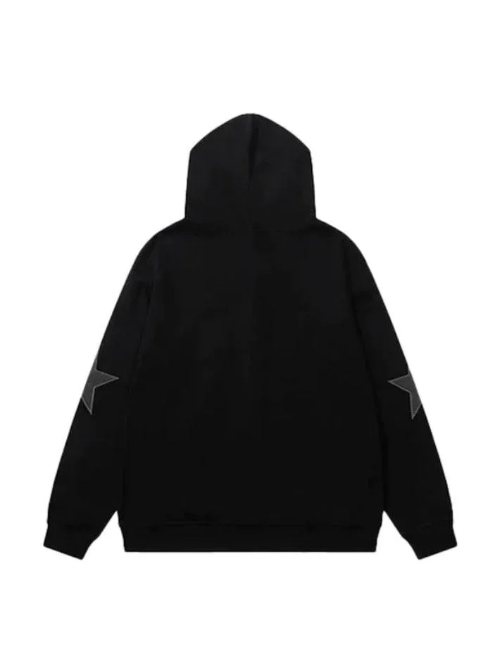 Joskaa Star Patchwork Zip Up Oversized Hoodie