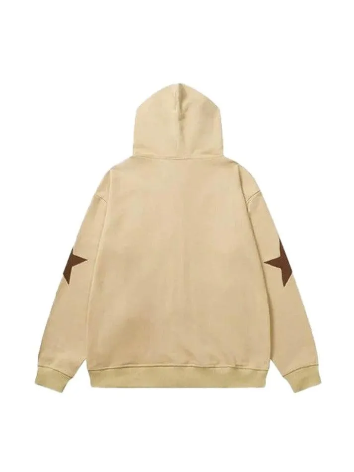 Joskaa Star Patchwork Zip Up Oversized Hoodie