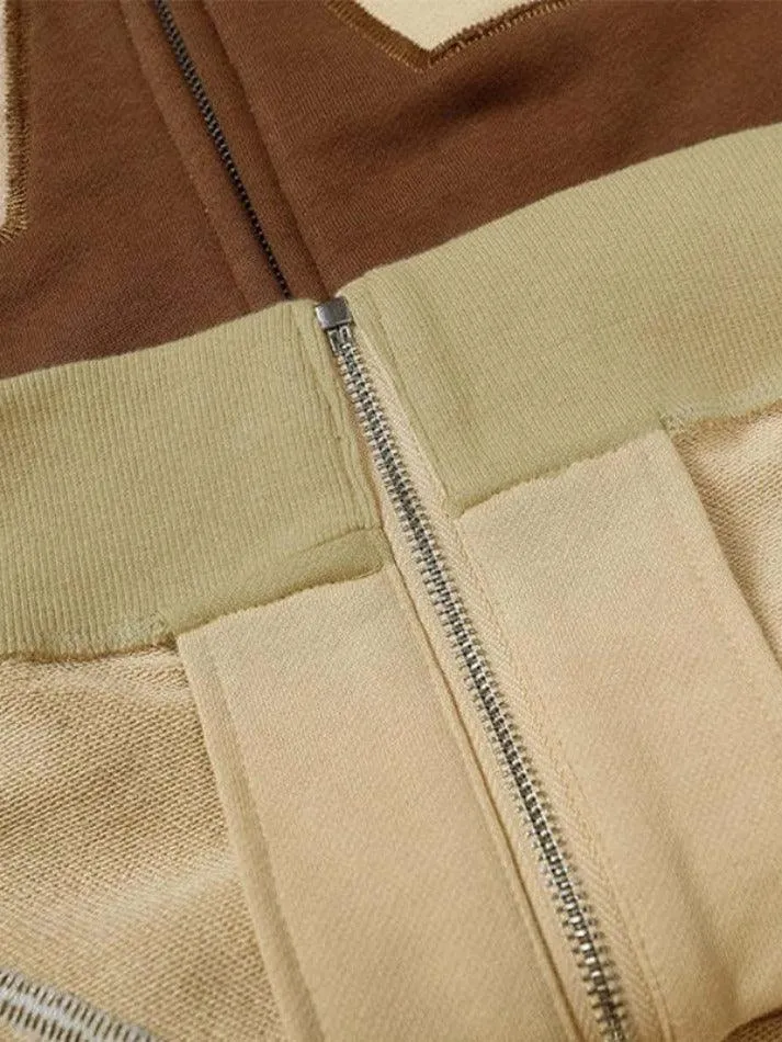 Joskaa Star Patchwork Zip Up Oversized Hoodie