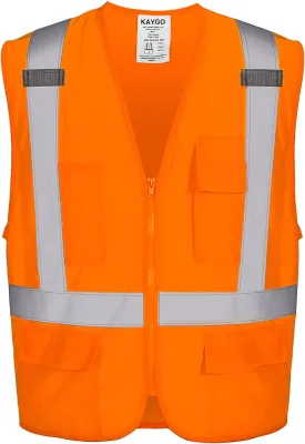 KAYGO High Visibility Safety Vests Reflective with Pockets and Zipper,ANSI Type R Class 2 Not FR
