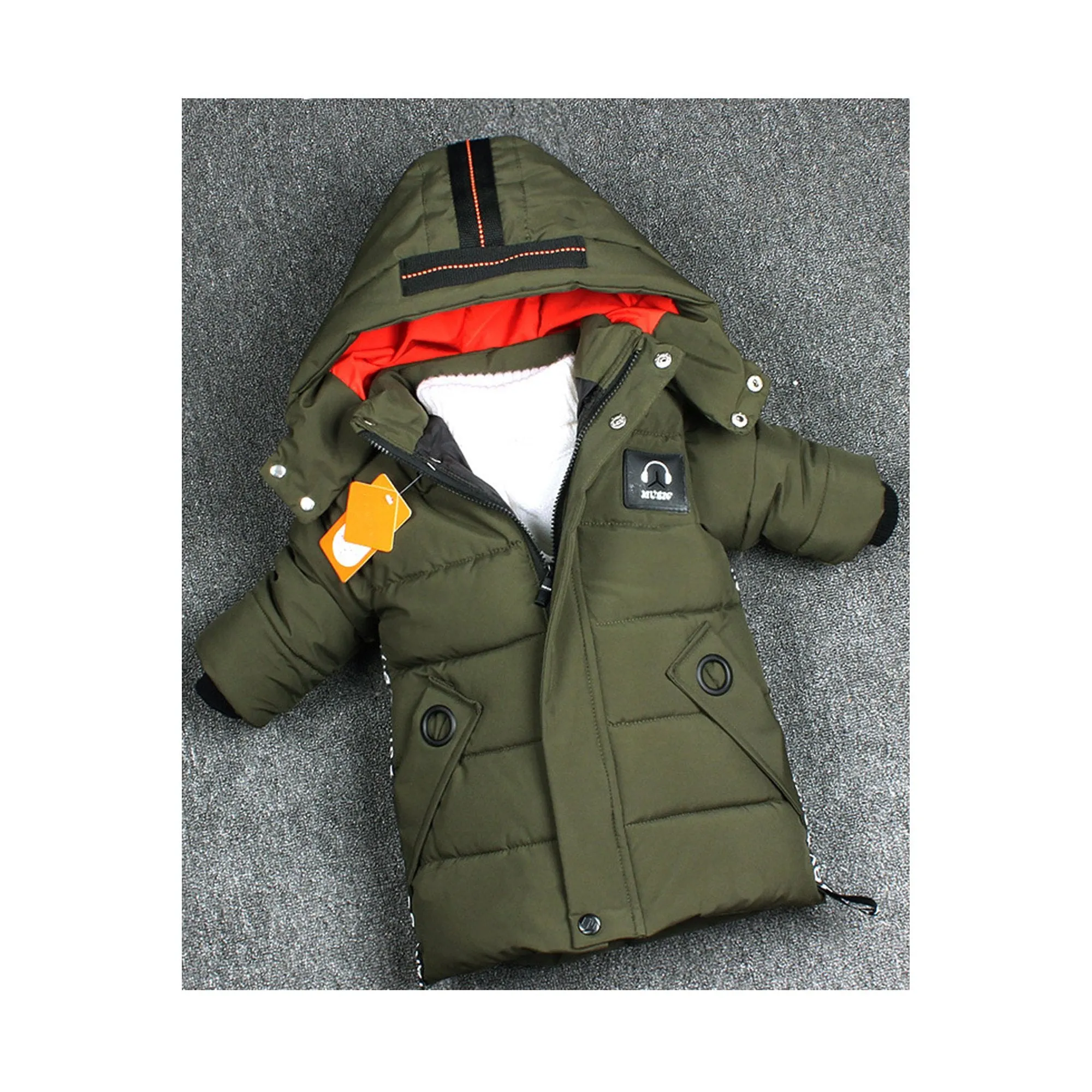 Kids Boys Outstanding Ribbed Cuff Hooded Neck Zipper Closure Side Pockets Facility Superb Padded Jacket - C5286KMKBJK