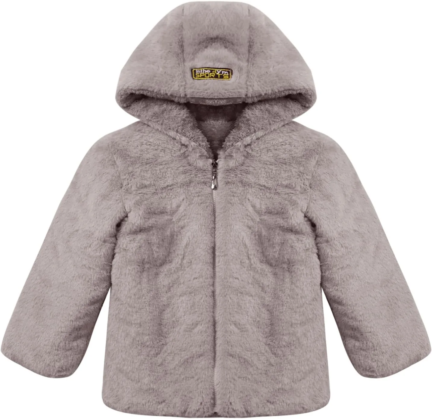 Kids Girls Kids Girls Winter Warm Coats Faux Fur Owl Applique Long Sleeve Zippered Hooded Coat Fleece Jacket