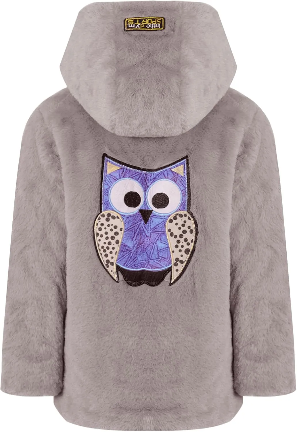 Kids Girls Kids Girls Winter Warm Coats Faux Fur Owl Applique Long Sleeve Zippered Hooded Coat Fleece Jacket