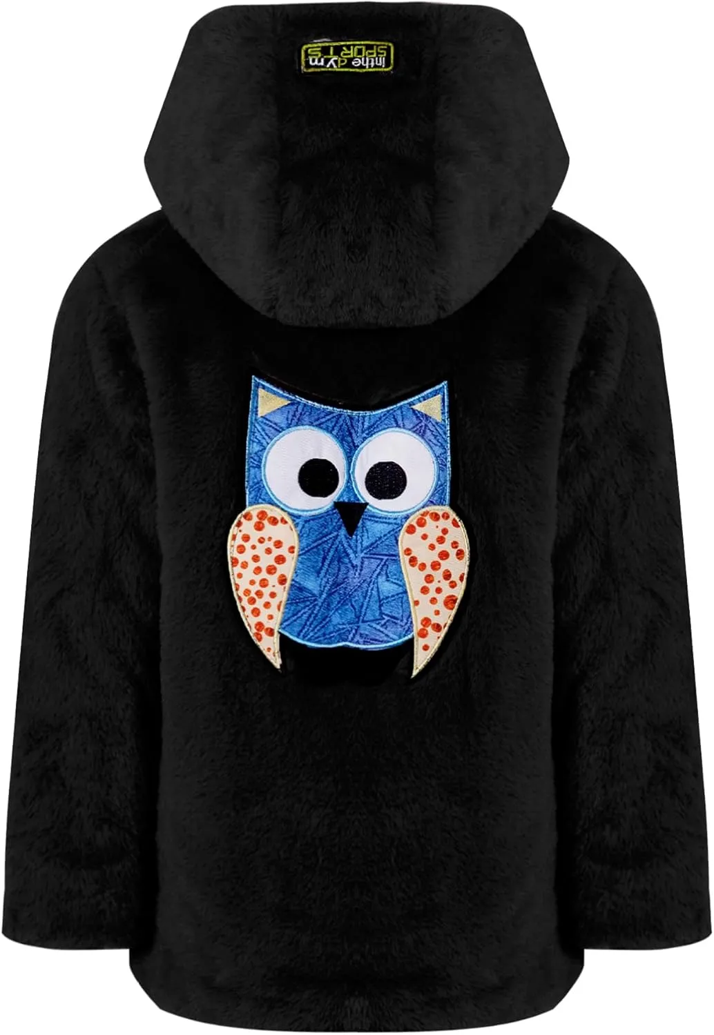 Kids Girls Kids Girls Winter Warm Coats Faux Fur Owl Applique Long Sleeve Zippered Hooded Coat Fleece Jacket