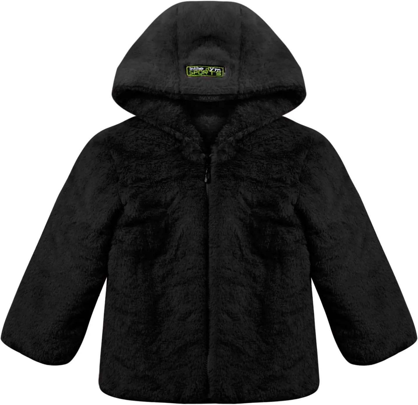 Kids Girls Kids Girls Winter Warm Coats Faux Fur Owl Applique Long Sleeve Zippered Hooded Coat Fleece Jacket