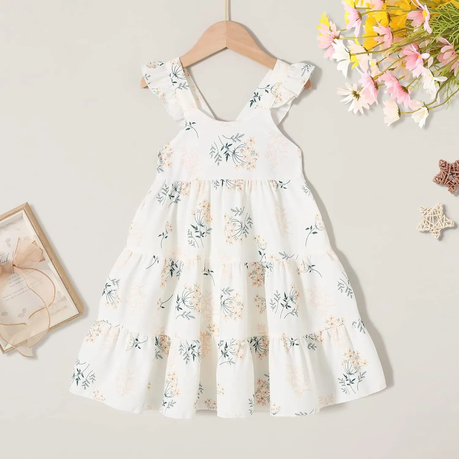Kids Toddler Baby Girls Rainbow Dress Princess Sleeveless Beach Butterfly Sundress