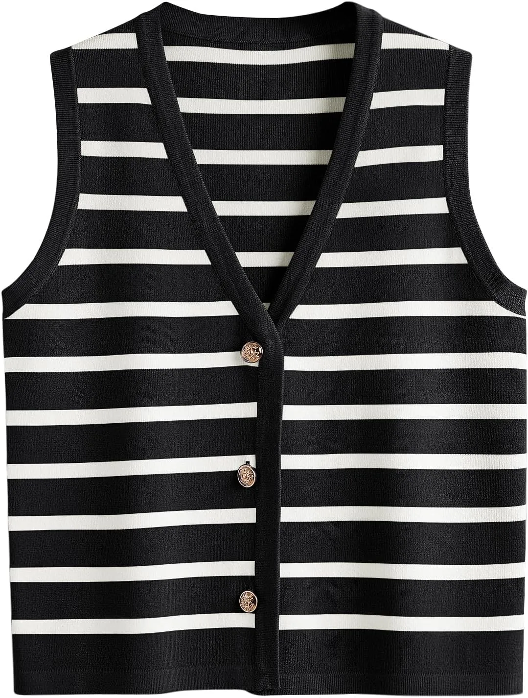 LILLUSORY Summer Vest Tops for Women 2025 Striped Sweater Vests Vacation Button Up Outfits Shirts Blouses Jacket Clothes