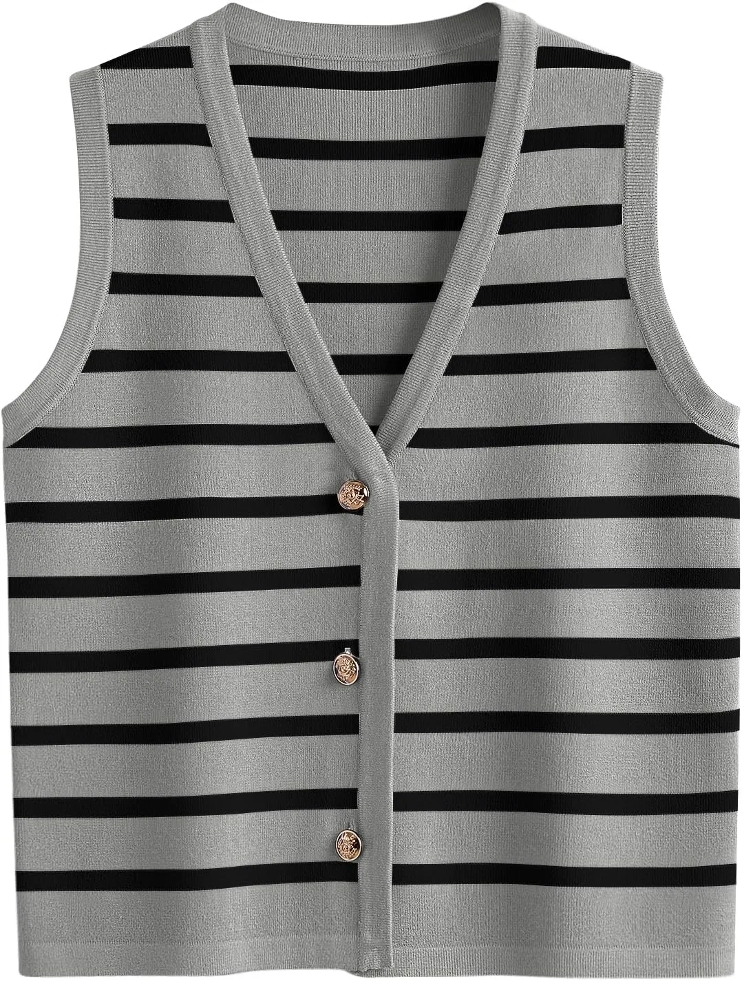 LILLUSORY Summer Vest Tops for Women 2025 Striped Sweater Vests Vacation Button Up Outfits Shirts Blouses Jacket Clothes