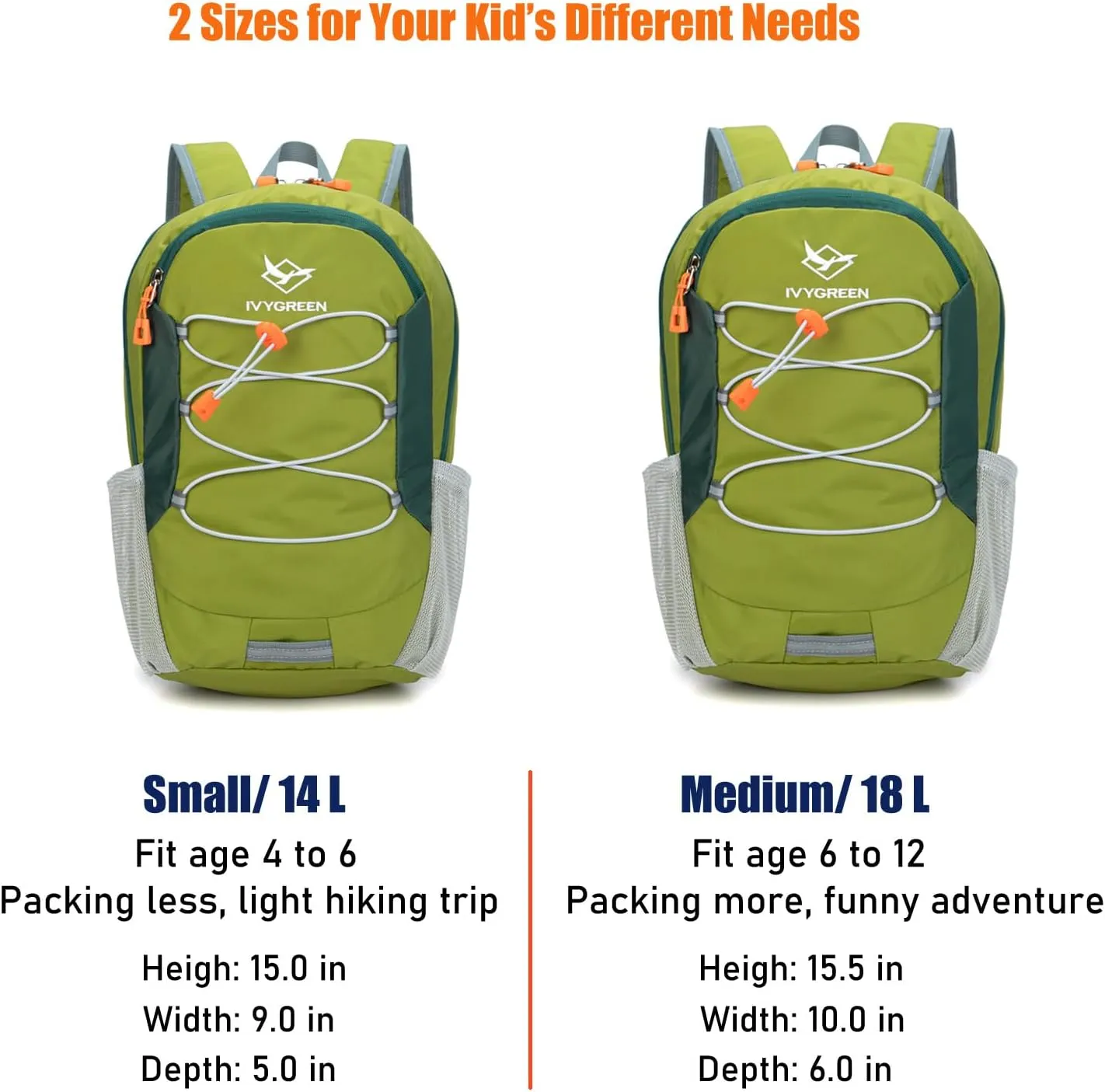 Little Kids Hiking Backpack for Boys or Girls, Small Daypack for Camping or Travel (Armygreen, Medium)