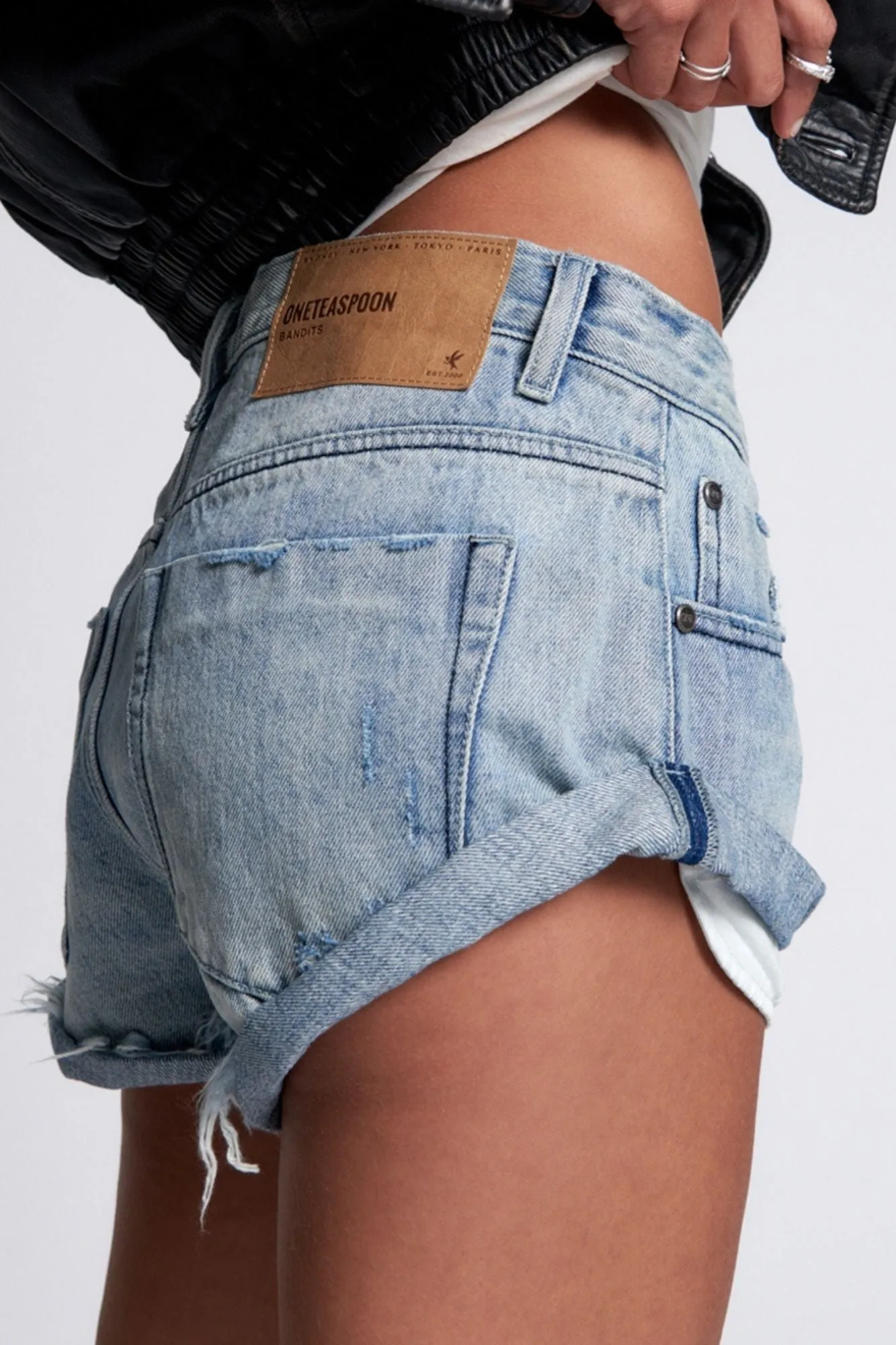 Low Waist Bandit Denim Shorts - Salty Dog