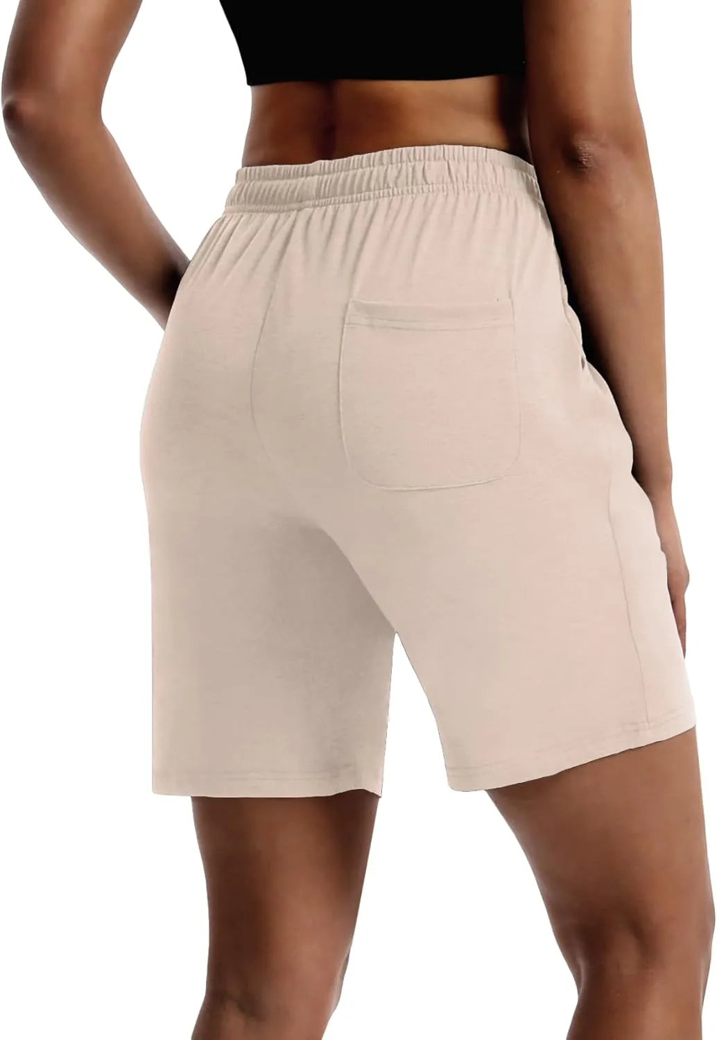 LUCKYCATCUS Women's 7" Bermuda Shorts Jersey Shorts with Pockets Workout Yoga Athletic Long Shorts for Women