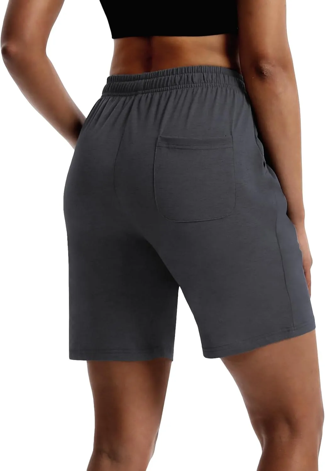 LUCKYCATCUS Women's 7" Bermuda Shorts Jersey Shorts with Pockets Workout Yoga Athletic Long Shorts for Women