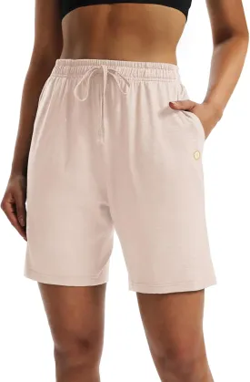 LUCKYCATCUS Women's 7" Bermuda Shorts Jersey Shorts with Pockets Workout Yoga Athletic Long Shorts for Women