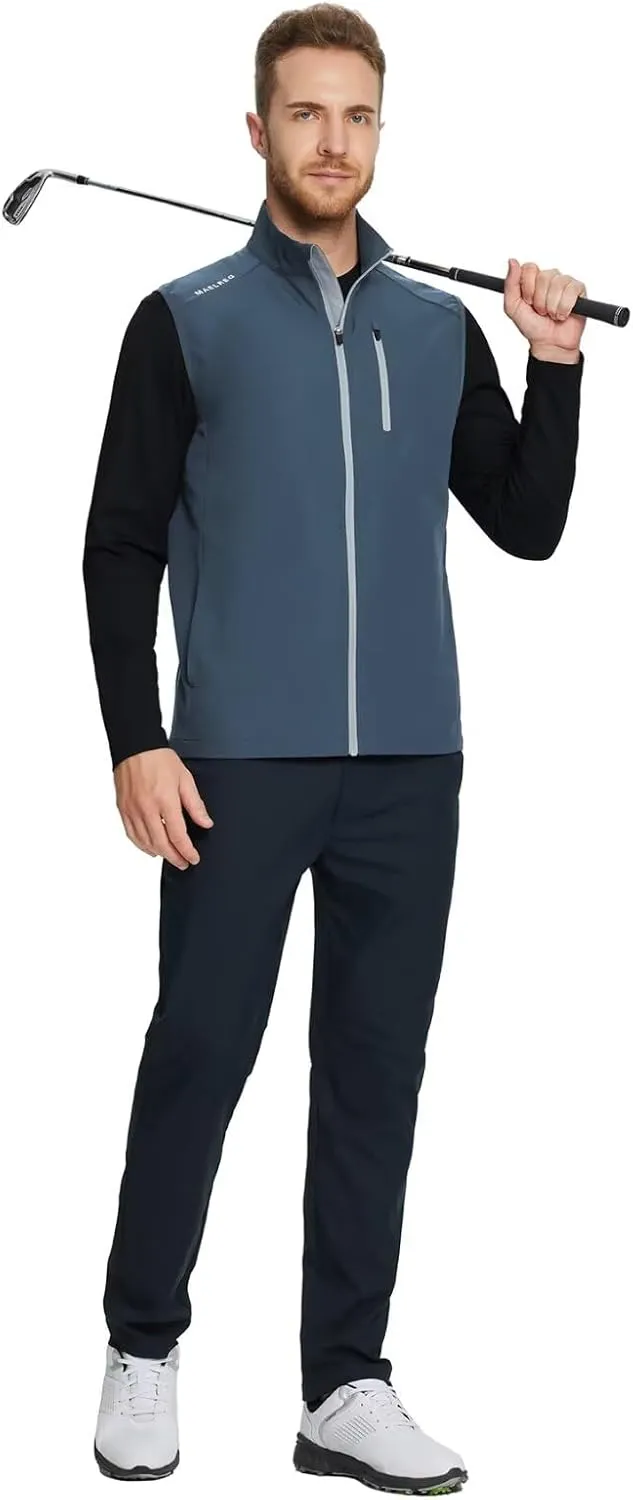 M MAELREG Mens Vests Outerwear Windproof Lightweight Softshell Vests Zip Pockets Sports Sleeveless Jacket Golf Vests for Men