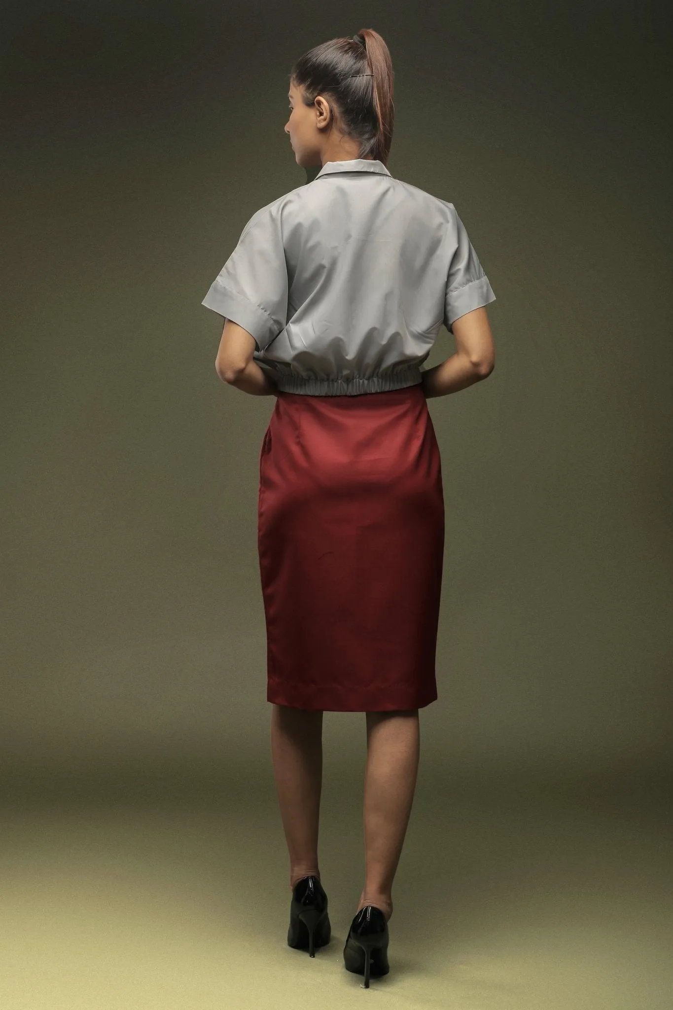 Maroon Knee Length Skirt