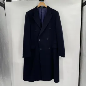 men El Corte Ingles Wool/Cashmere Overcoat Navy Blue Coat