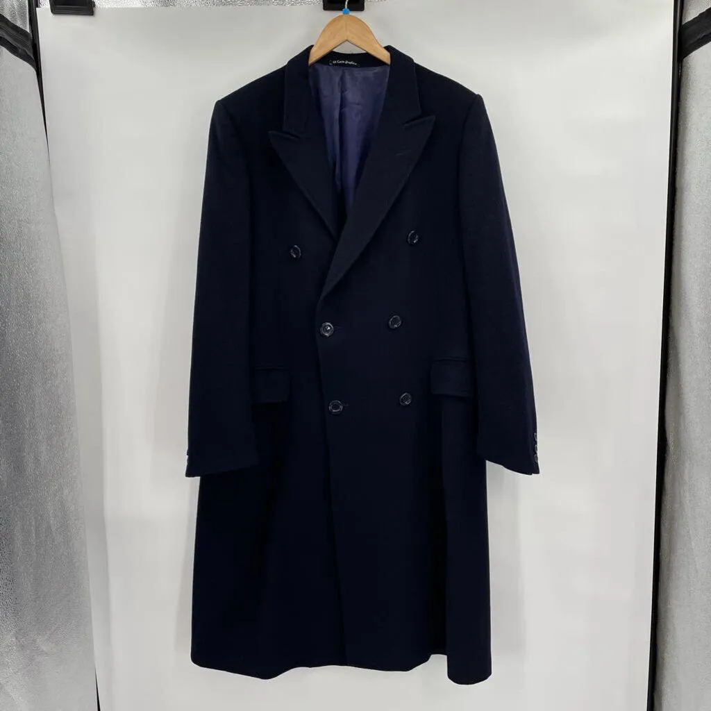men El Corte Ingles Wool/Cashmere Overcoat Navy Blue Coat
