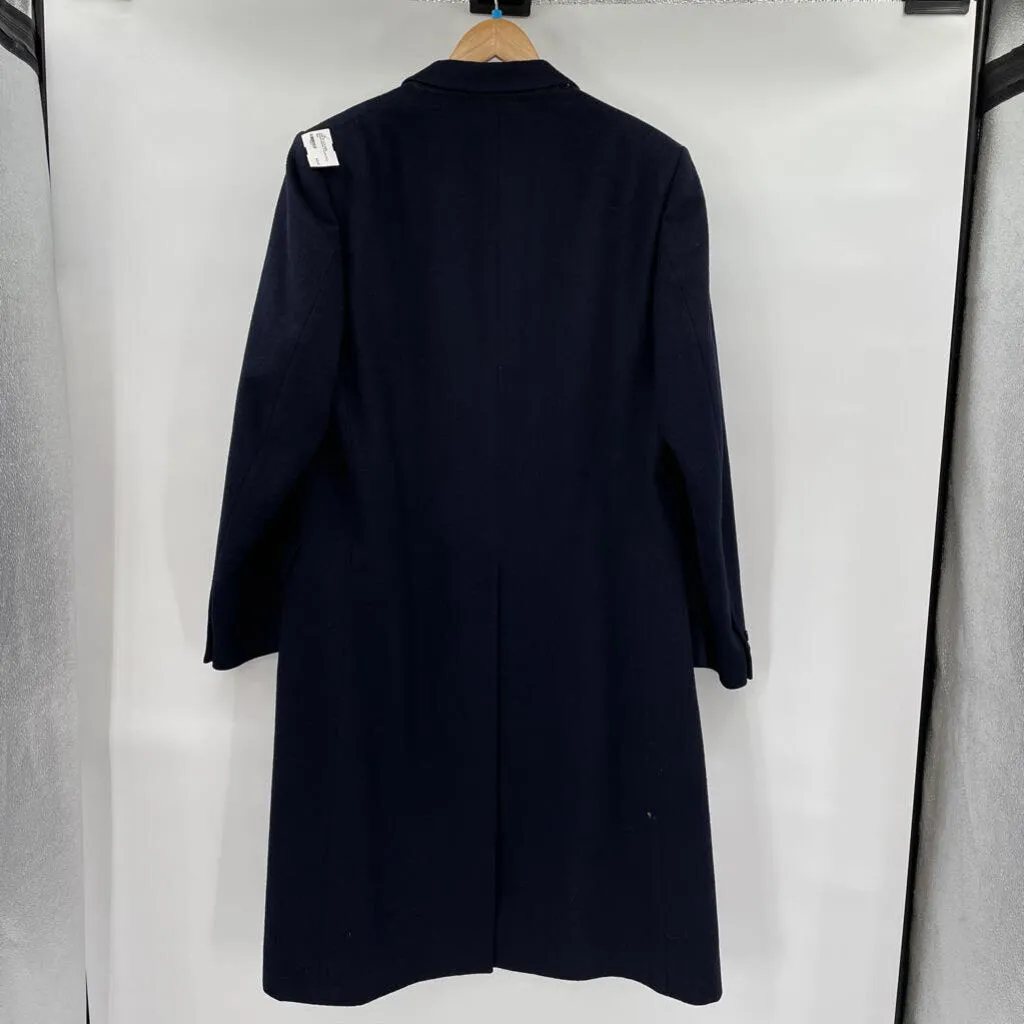 men El Corte Ingles Wool/Cashmere Overcoat Navy Blue Coat