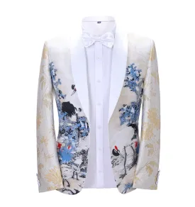 Men's Casual Chinoserie Patterned Shawl Lapel  Blazer