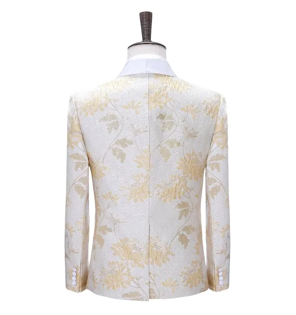 Men's Casual Chinoserie Patterned Shawl Lapel  Blazer