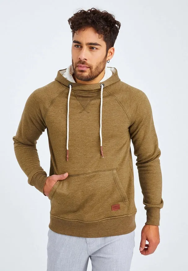 Men'S Hoodie Hood Khaki Melange