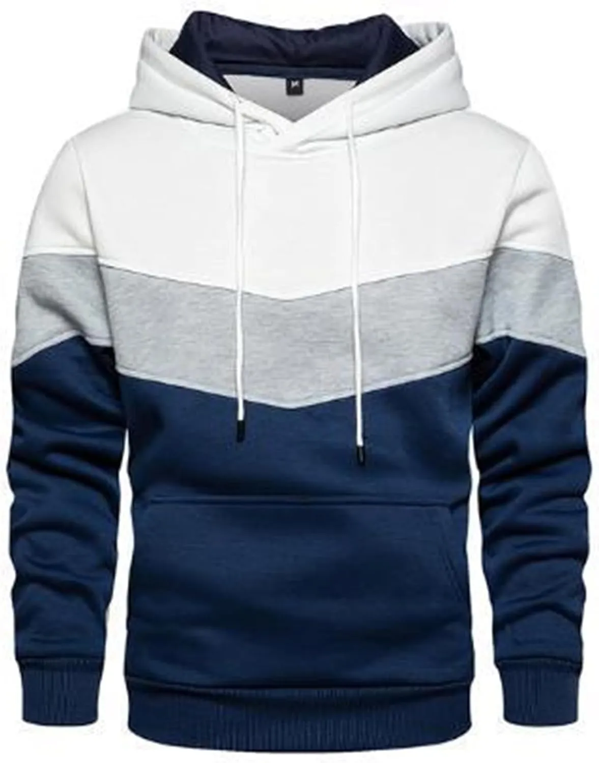 Men's Novelty Color Block Pullover Athletic Workout Hoodie Long Sleeve Casual Sweatshirt Fashion Drawstring Hoody Top