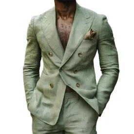 Men's Vintage Casual Solid Color Linen Blazer 53447993TO
