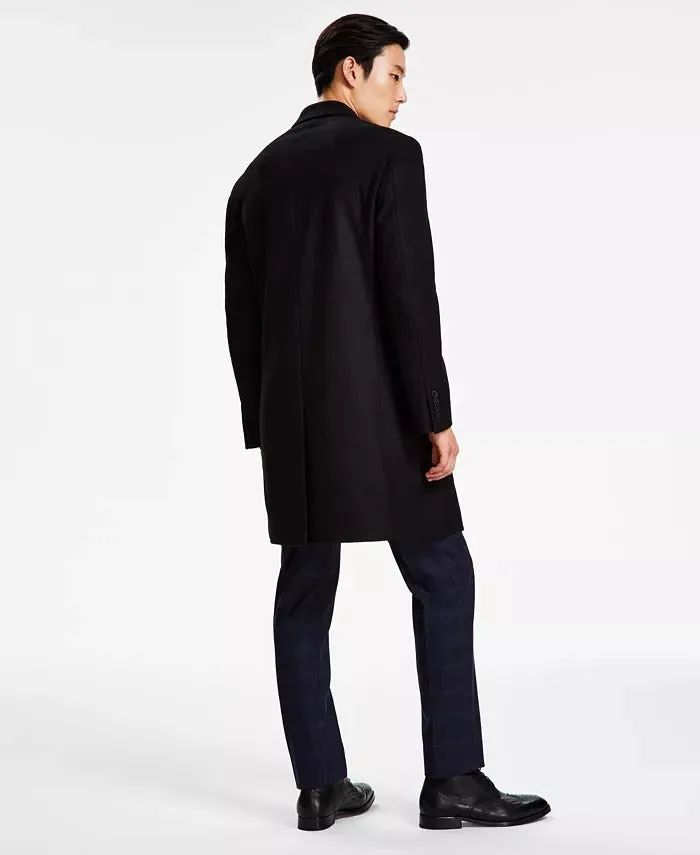 Michael Kors Men's Classic Fit Single-Breasted Overcoat Coat Black 44R