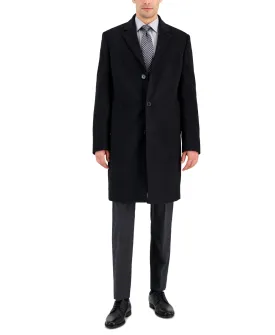 Michael Kors Men's Classic Fit Single-Breasted Overcoat Coat Black 44R