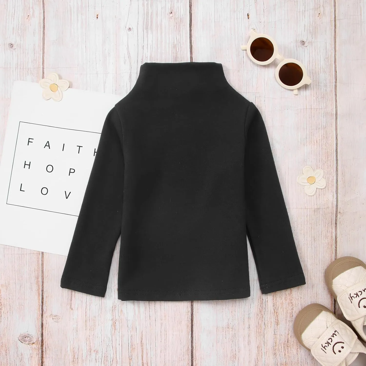 MODNTOGA Toddler Turtleneck Baby Girl Boy Long Sleeve Shirt Solid Color Mock Neck Shirt Knitwear Blouse Fall Winter Clothes